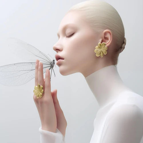 ANELLO FIORE ARGENTO DORATO