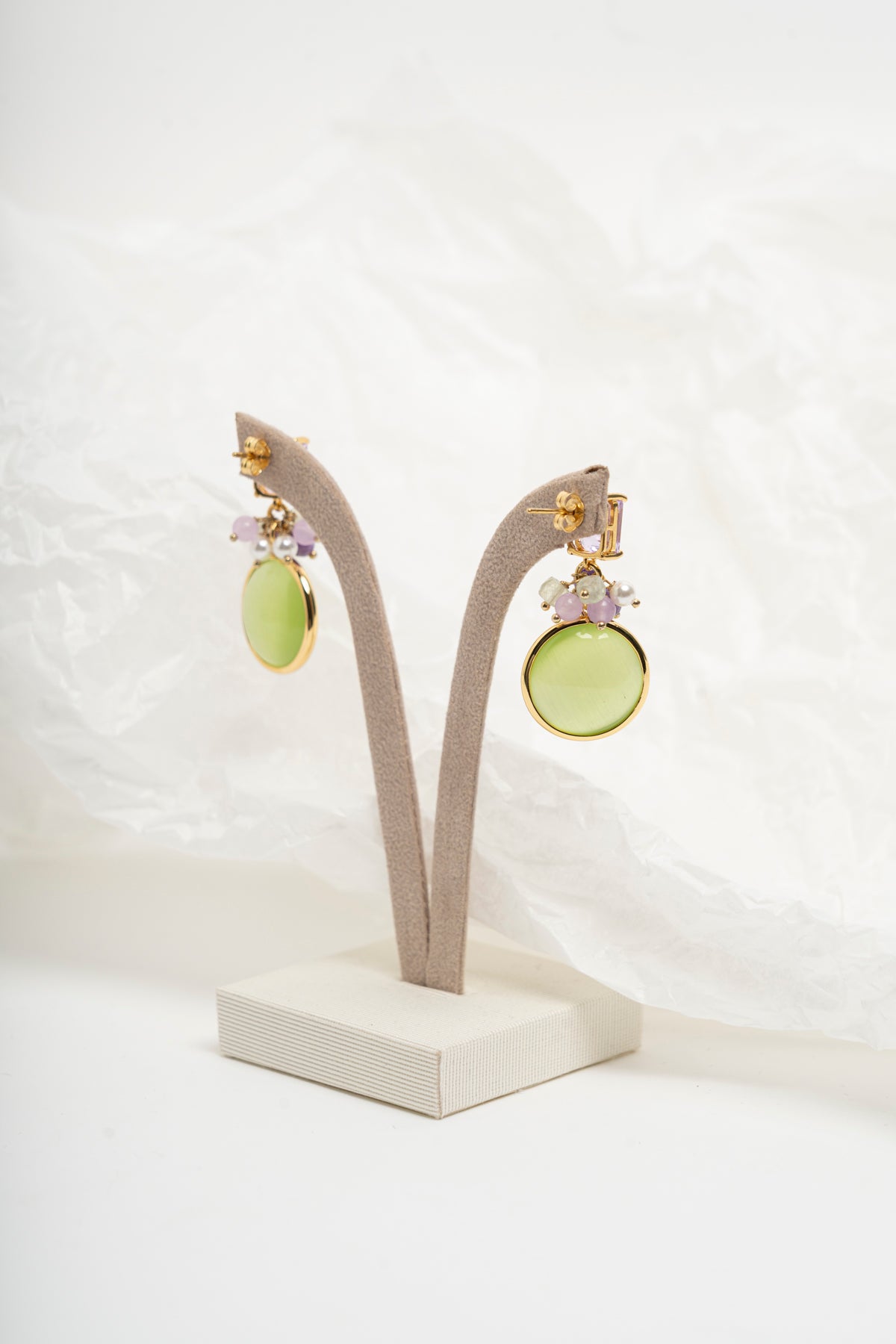 SICYLUI - ORECCHINI GIADA VERDE E VIOLA