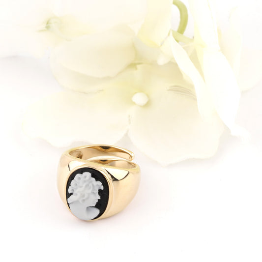 CAMEO ITALIANO - ANELLO MUSICAL VOLTO DONNA NERO