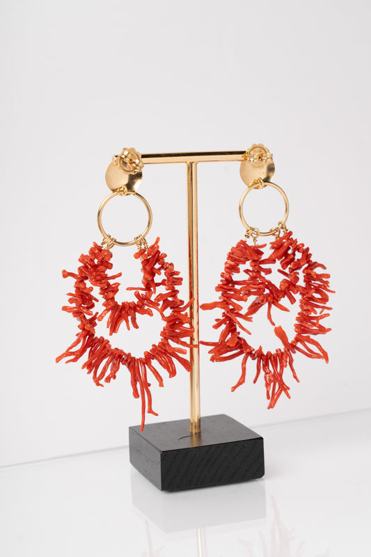 SOARA - ORECCHINI PENDENTI CORALLO GREZZO