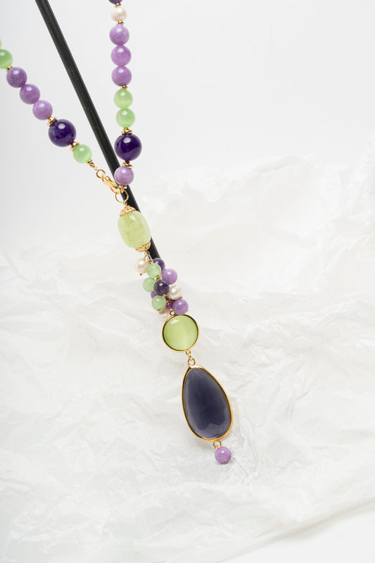 SICYLUI - COLLANA CON GIADA VIOLA E AGATA VERDE