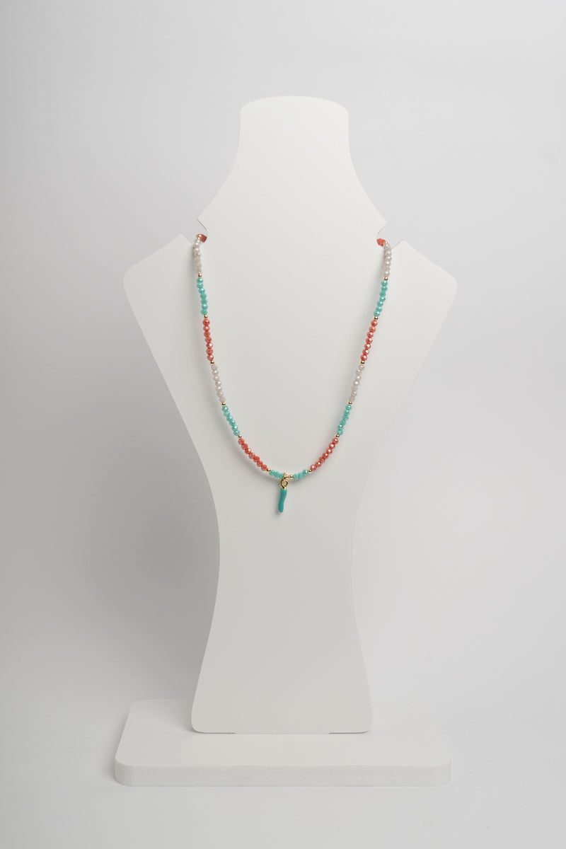 SICYLUI - COLLANA GIROCOLLO CON ZIRCONI VERDI E ROSA E CORNO TIFFANY
