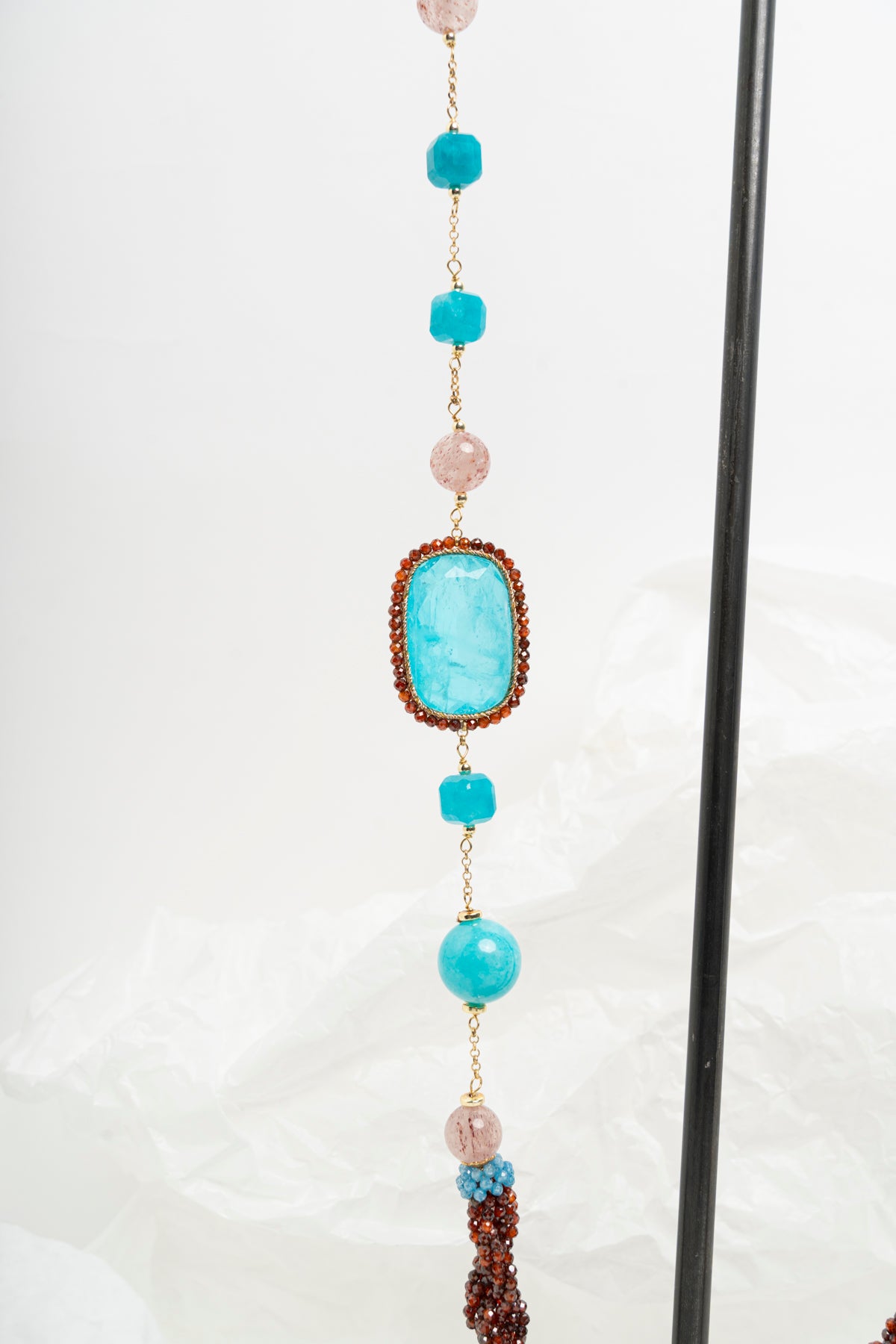 SICYLUI - COLLANA CON ZIRCONI TURCHESI, AGATA E PERLE