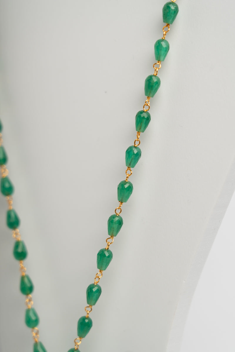 SICYLUI - COLLANA CUORE INTARSIATO VERDE E ZIRCONI