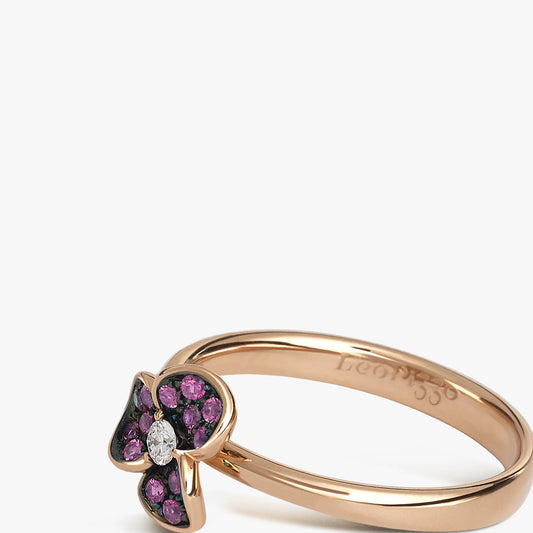 ANELLO CON TRIFOGLIO ORO ROSA E DIAMANTI