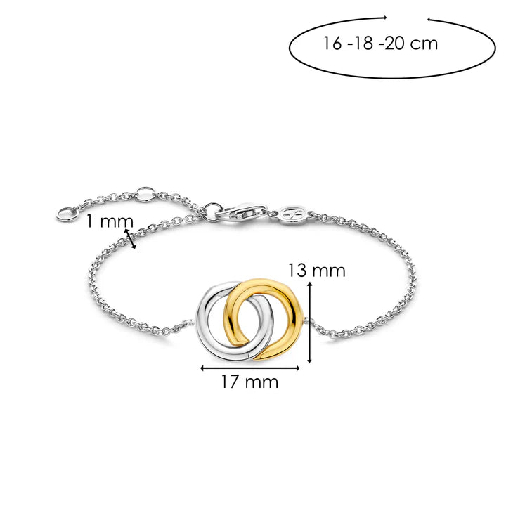 TI SENTO - BRACCIALE CENTRALE ANELLI ARGENTO BICOLORE