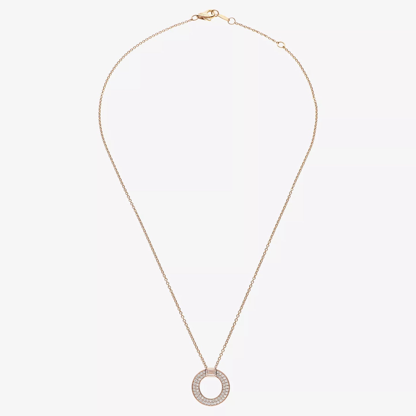 COLLANA ORO ROSA CON DIAMANTE TAGLIO SMERALDO E DIAMANTI TAGLIO BRILLANTE