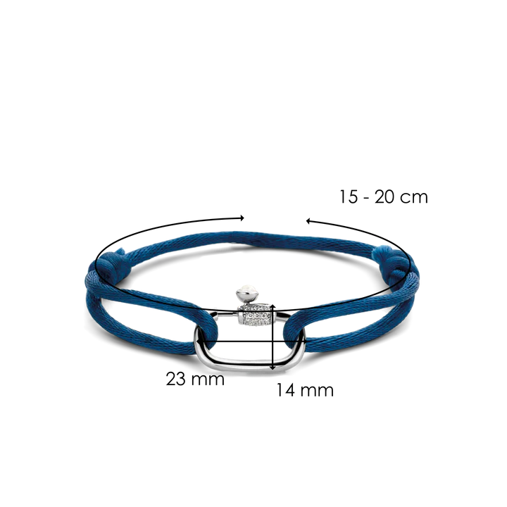 TI SENTO - BRACCIALE IN SETA CON MOSCHETTONE CON ZIRCONI BIANCHI