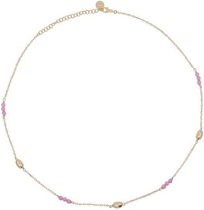 COLLANA ARGENTO DORATO CON PIETRE ROSA