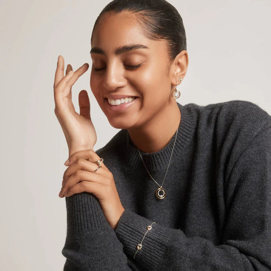 TI SENTO - COLLANA PENDENTE ARGENTO DORATO A CERCHI CON ZIRCONI