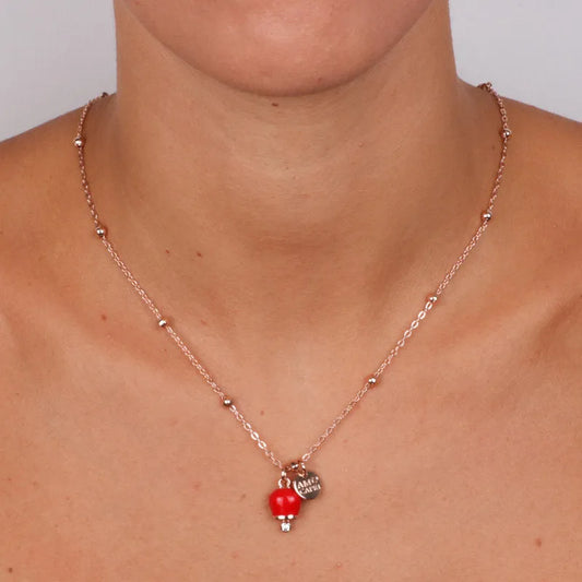 AMO CAPRI - COLLANA MINI IN METALLO ROSE' CAMPANELLA ROSSA
