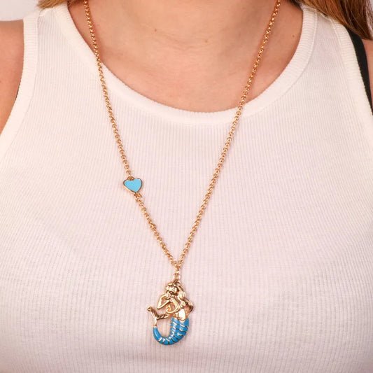 AMO NAPOLI - COLLANA IN METALLO CON PARTENOPE AZZURRA
