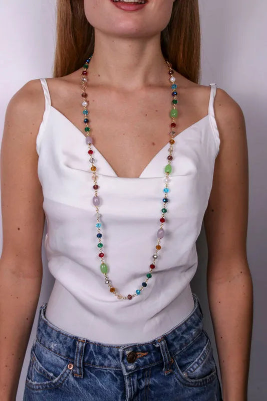 AMO VENEZIA - COLLANA IN METALLO CON PIETRE MULTICOLOR