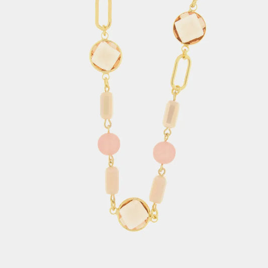 AMO VENEZIA - COLLANA IN METALLO CON CRISTALLIROSA E PERLE