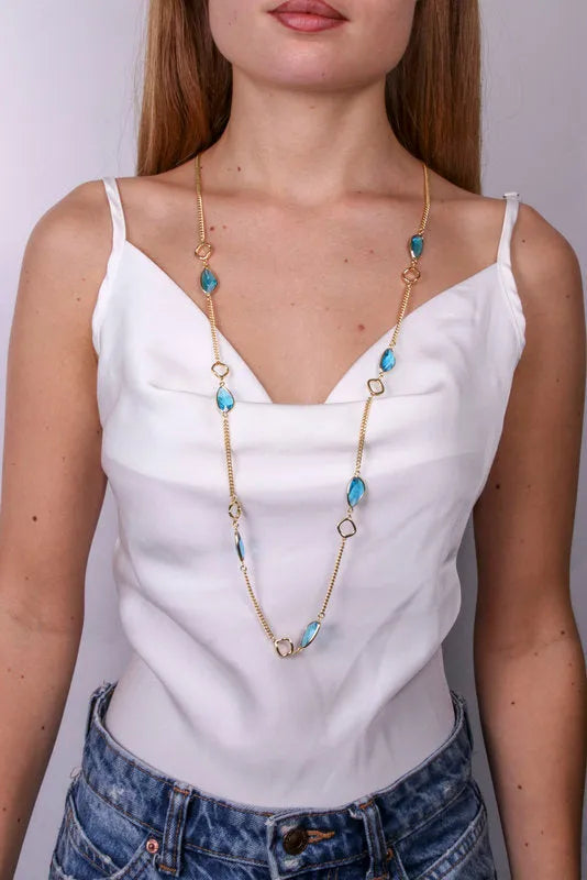 AMO VENEZIA - COLLANA IN METALLO CON CRISTALLI AZZURRI