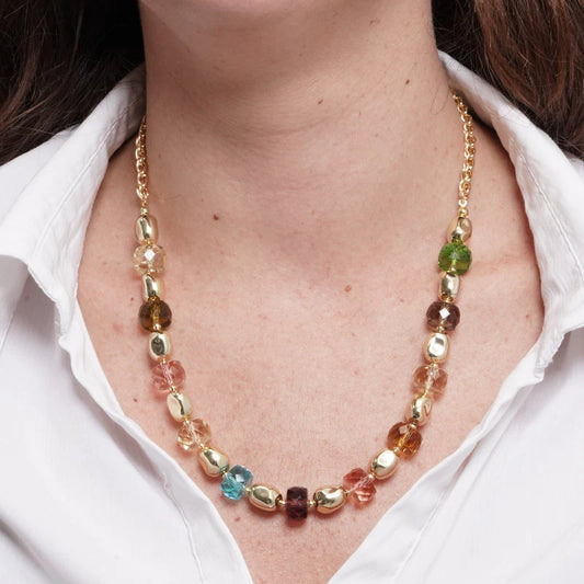 AMO VENEZIA - COLLANA IN METALLO CON CRISTALLI COLORATI