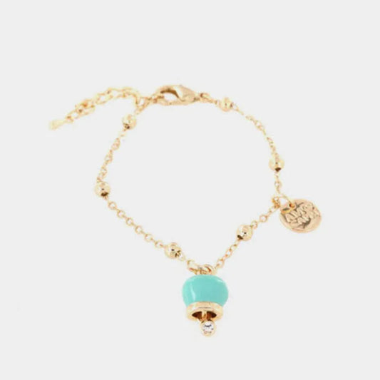 AMO CAPRI - BRACCIALE IN METALLO DORATO CON CAMPANELLA MINI SMALTO TIFFANY