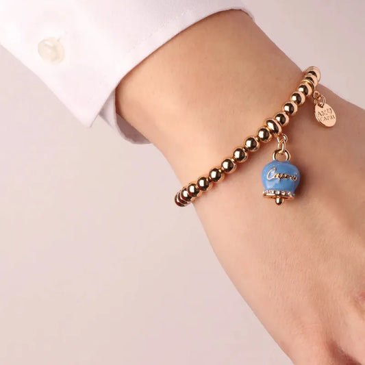 AMO CAPRI - BRACCIALE IN METALLO CON CAMPANELLA BLU COBALTO