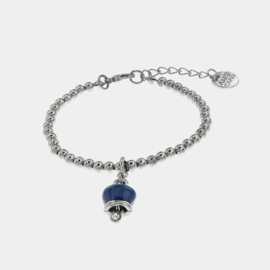 AMO CAPRI - BRACCIALE IN METALLO CON SFERE PICCOLE E CAMPANELLA MINI BLU