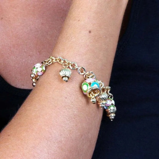 AMO CAPRI - BRACCIALE IN METALLO DORATO CON CAMPANELLE COLORATE
