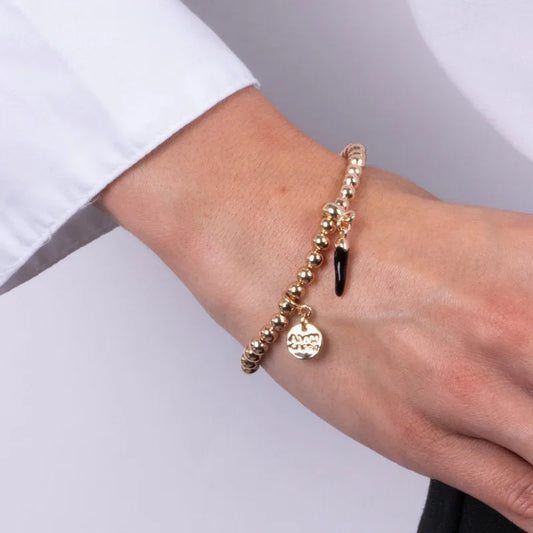 AMO NAPOLI - BRACCIALE IN METALLO CON CORNO SMALTO NERO