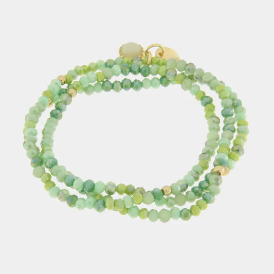 AMO VENEZIA - BRACCIALE ELASTICO IN METALLO CON PERLINE VERDI