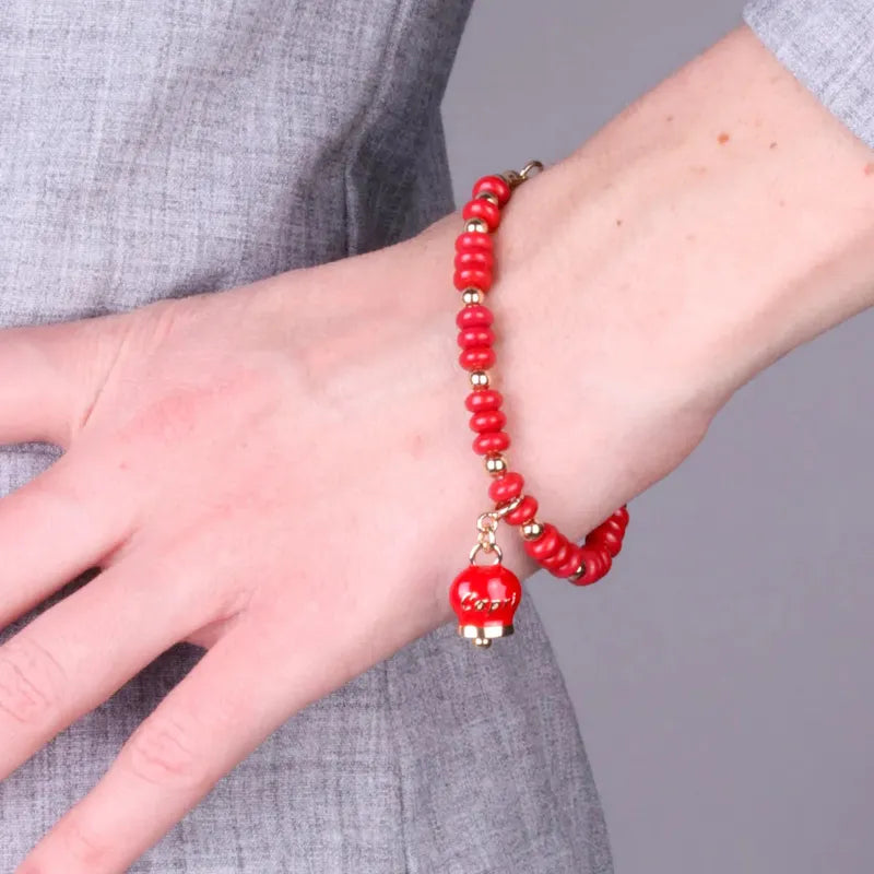 AMO CAPRI - BRACCIALE IN METALLO CON CAMPANELLA CAPRI ROSSA