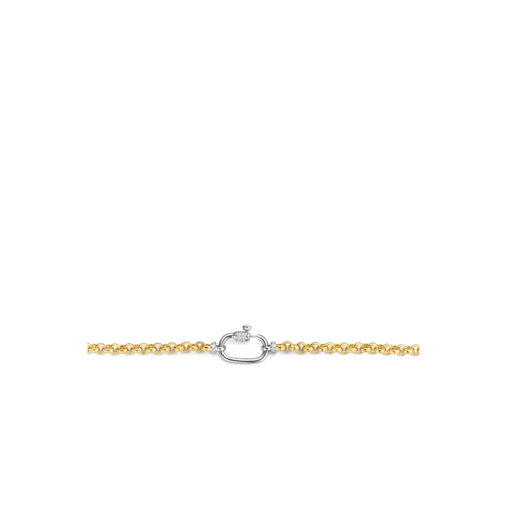 TI SENTO - COLLANA CATENA ROLO' ARGENTO DORATO E MOSCHETTONE CON ZIRCONI