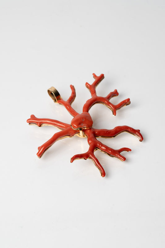 SOARA - CIONDOLO GRANDE CON RAMO IN CORALLO MEDITERRANEO