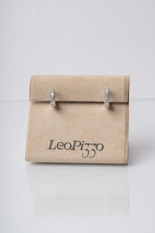 LEO PIZZO - ORECCHINI PICCOLI CERCHI IN ORO BIANCO E DIAMANTI