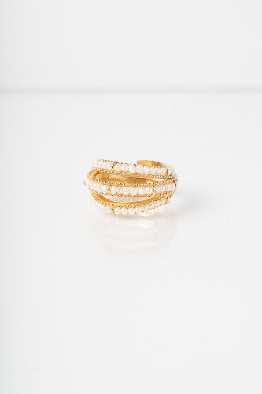 SOARA - ANELLO IN ARGENTO PLACCATO ORO CON PERLINE