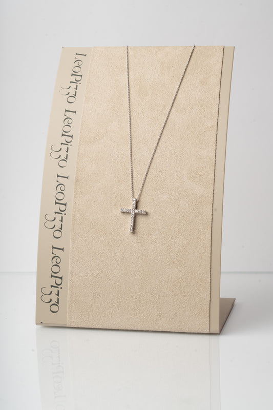 LEO PIZZO - COLLANA CROCE IN DIAMANTI E ORO BIANCO