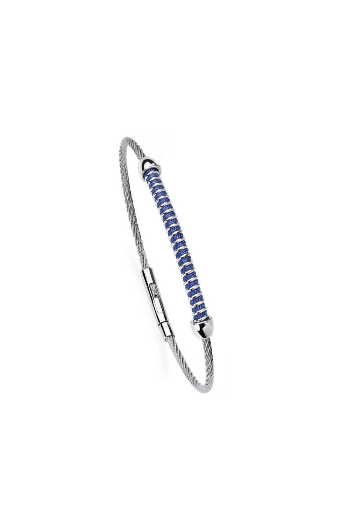 SALVATORE BERSANI - BRACCIALE IN ACCIAIO PLACCHETTA A SPIRALE BLU