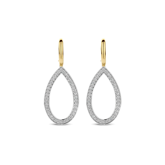 TI SENTO - ORECCHINI A GOCCIA IN ARGENTO DORATO E ZIRCONI BIANCHI