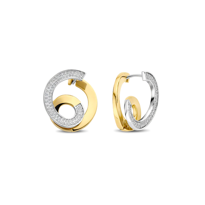 TI SENTO - ORECCHINI SPIRALI ARGENTO DORATO E ZIRCONI