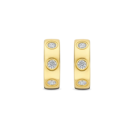 TI SENTO - ORECCHINI A CERCHIO ARGENTO DORATO E ZIRCONI INCASTONATI