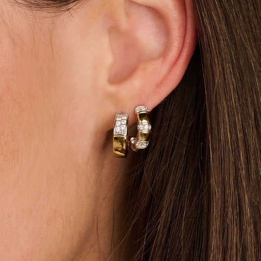 TI SENTO - ORECCHINI CERCHIETTI ARGENTO DORATO E ZIRCONI BIANCHI