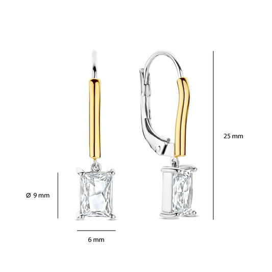 TI SENTO - ORECCHINI IN ARGENTO DORATO A LOBO PUNTO LUCE RETTANGOLARE