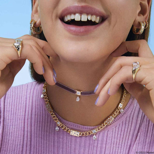 COLLANA GIROCOLLO ARGENTO DORATO CONNZIRCONI LIMITED EDITION BARBIE