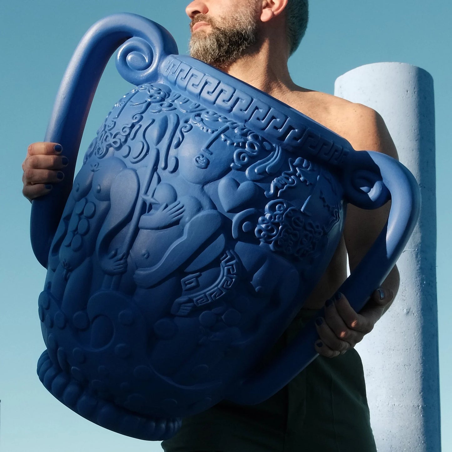 ANFORA MAGNA GRAECIA IN TERRACOTTA BLU