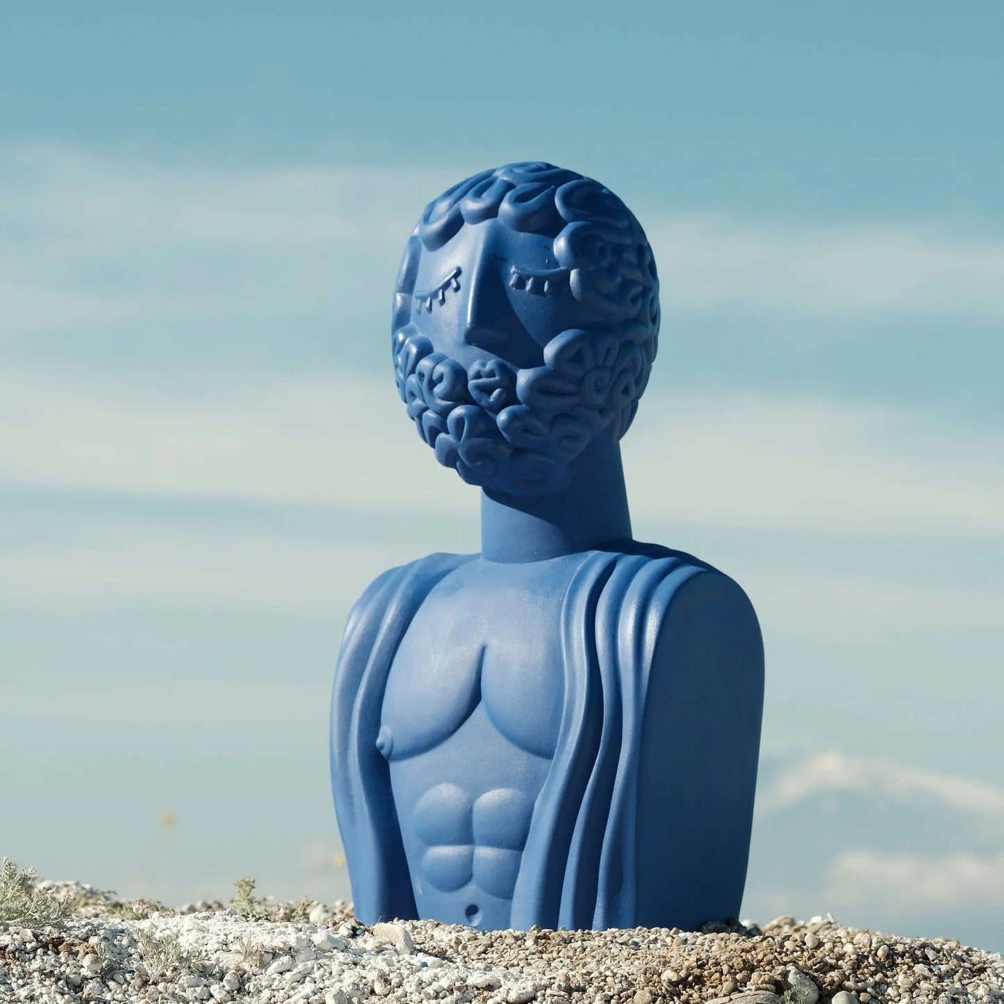 BUSTO UOMO TERRACOTTA BLU MAGNA GRAECIA