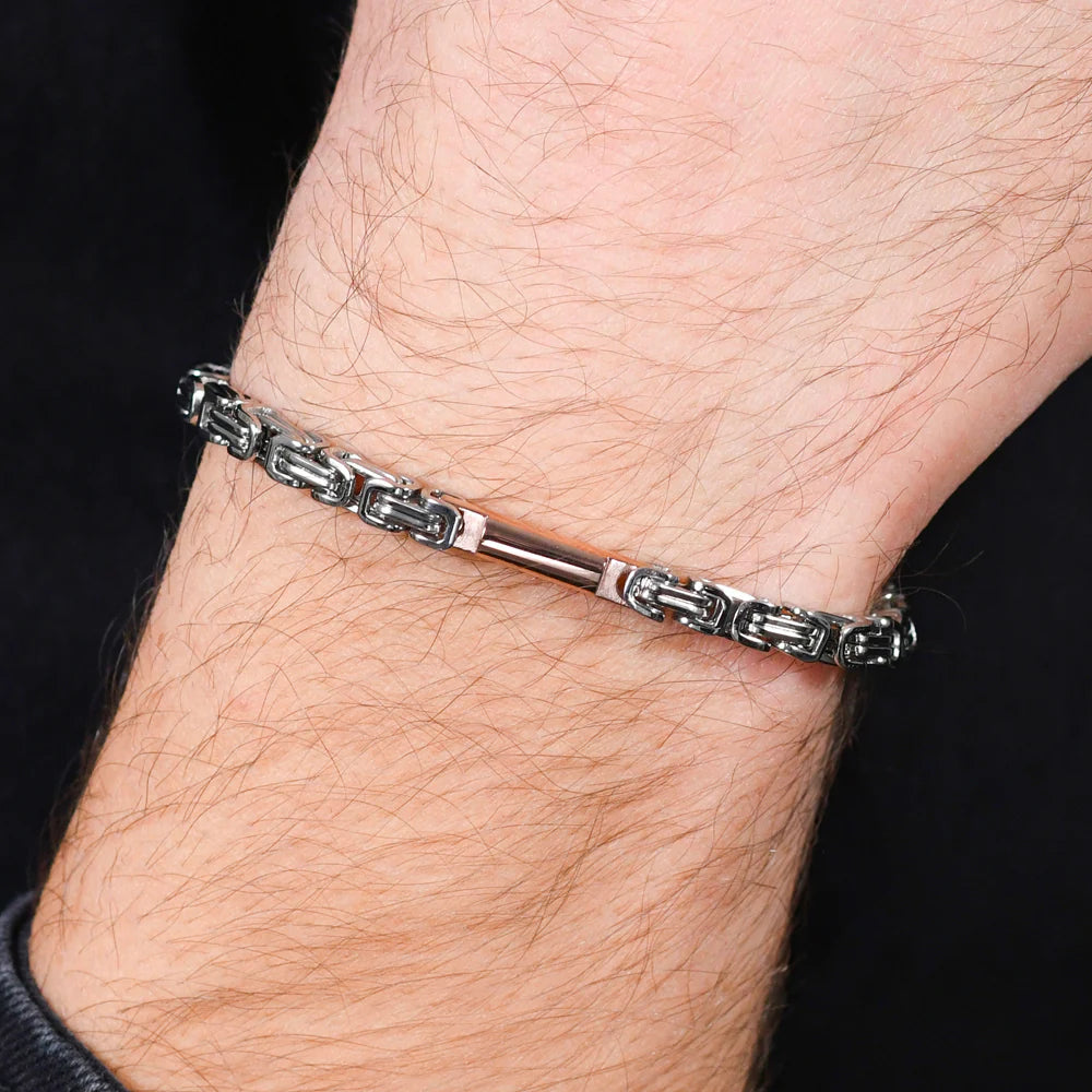 LUCA BARRA - BRACCIALE UOMO IN ACCIAIO ELEMENTO IP ROSE