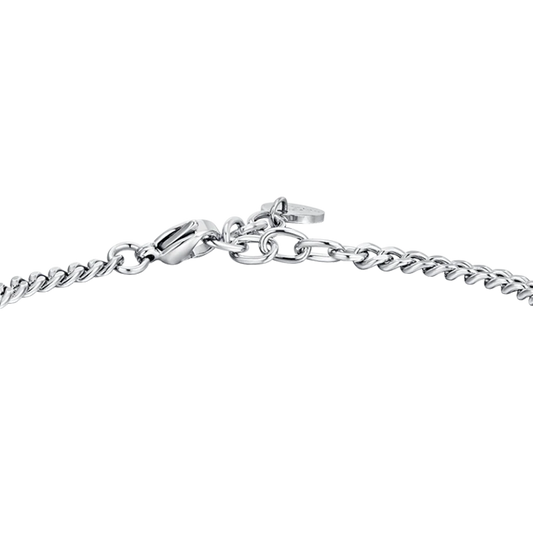 LUCA BARRA - BRACCIALE UOMO IN ACCIAIO CROCE E ZIRCONE NERO