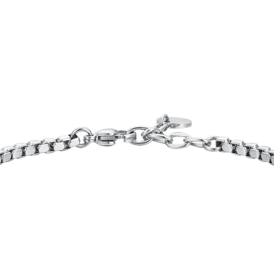 LUCA BARRA - BRACCIALE UOMO IN ACCIAIO PIASTRA E ZIRCONI BLU