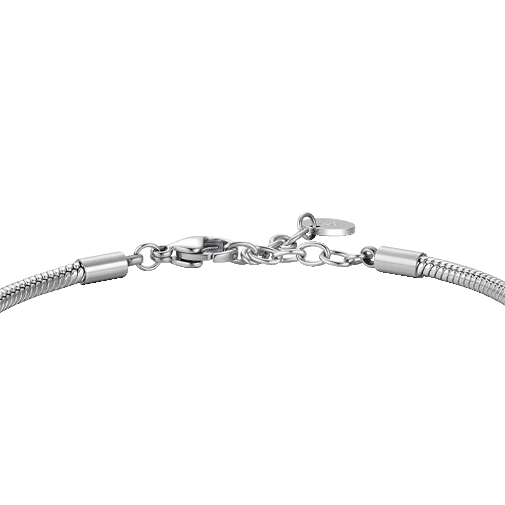 LUCA BARRA - BRACCIALE UOMO IN ACCIAIO CON ELEMENTO CON SMALTO NERO