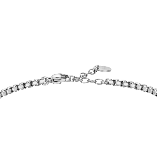 LUCA BARRA - BRACCIALE TENNIS UOMO IN ACCIAIO CON ROSA DEI VENTI IP ROSE E ZIRCONI NERI