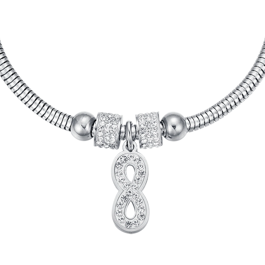 LUCA BARRA - BRACCIALE DONNA IN ACCIAIO INFINITO CON CRISTALLI BIANCHI