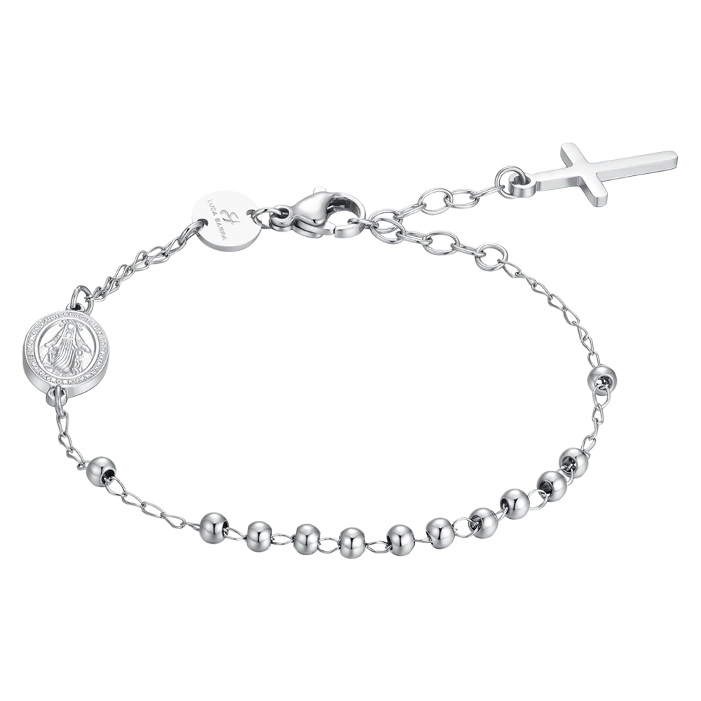 LUCA BARRA - BRACCIALE DONNA ROSARIO IN ACCIAIO