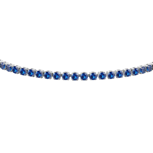 LUCA BARRA - BRACCIALE TENNIS DONNA IN ACCIAIO CON ZIRCONI BLU