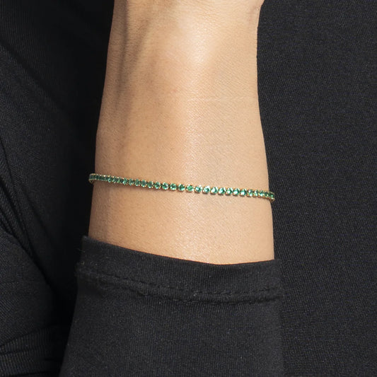 LUCA BARRA - BRACCIALE TENNIS DONNA IN ACCIAIO COLORE ORO CON ZIRCONI VERDI